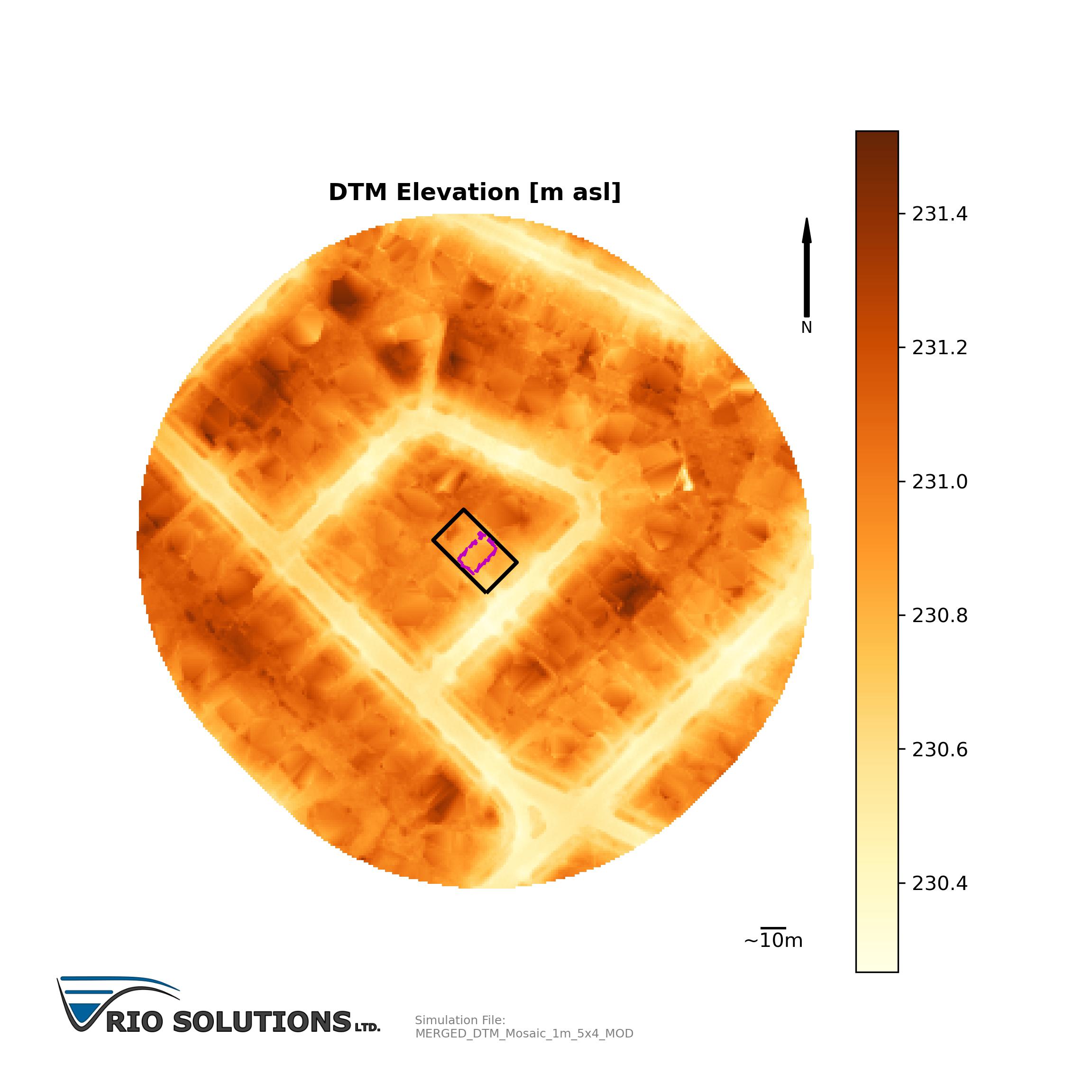 Example illustration of elevations from a digital terrain model. This is an excerpt from our BlockView product